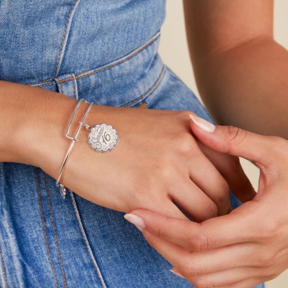 Alex and Ani Silver Bracelet with Intricate Charm